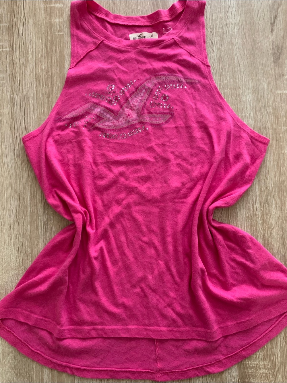 Hollister Pink Racerback Tank with Embellished Logo
